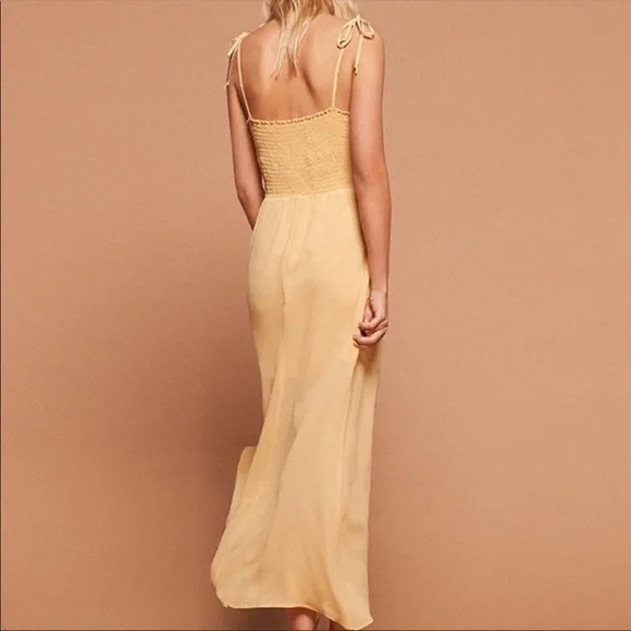 Reformation Sylvie yellow tie strap maxi dress Size Medium - Picture 3 of 7